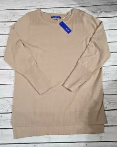 Apt 9 XL Pullover taupe grau gold Glitzer Tunika Langarm Seitenschlitze Neu mit Etikett - Bild 1 von 12