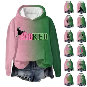 Women's Bad Witch Casual Print Hooded Fashion Wicked Pullover Sweatshirt - Picture 1 of 44