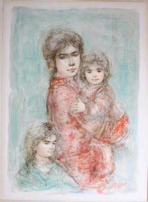 HEDNA HIBEL VINTAGE GRANDE 42" COLOR LITOGRAFÍA FIRMADA NUMERADA MIRIAM & CHILDREN Foto 1 de 4