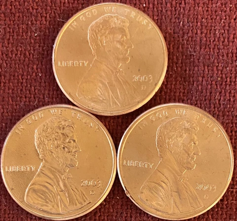 2003 D Uncirculated Lincoln Memorial Cent Penny BU - Lot Of 3 From OBW Cover