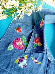 113# MAGNIFIQUE ENCOLURE INCRUSTER " FÊTE DES FLEURS " JEAN BRODERIE ÉP.VINTAGE - Photo 1 sur 5