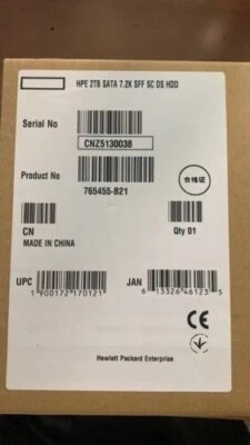 765455-B21 HP 2TB SATA 6G MIDLINE 7.2K SFF (2.5IN) SC 512E DS HDD 765869-001 US - Image 1 of 4