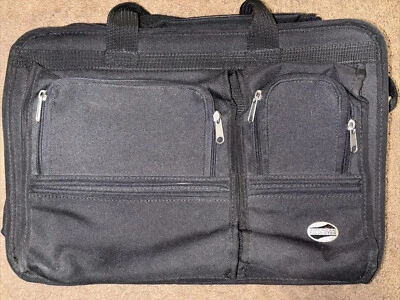 American Tourister Black Soft Canvas Briefcase Case Carry On Night Duffle - Image 1 of 4