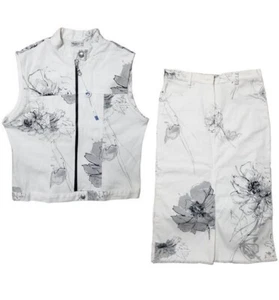  S Varci Big Girl Denim Off White Floral Vest & Skirt 2Pc. Set(14) Made in Italy - Picture 1 of 13