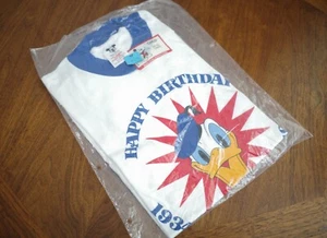 Vintage NWT Sealed 1984 Donald Duck Happy Birthday Rare Ringer T-Shirt Youth L - Picture 1 of 3