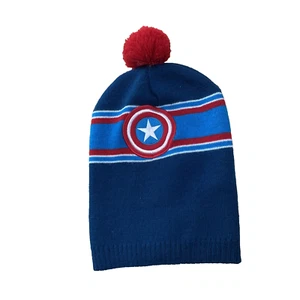 MARVEL Captain America Beanie Acrylic Knit Hat Kids Hallowee Costume Shield USA - Picture 1 of 8