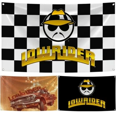 Classic Lowrider Man Hat Flag Banner Tapestry Wall Art Hanging Garage Deco 5x3ft - Image 1 of 4