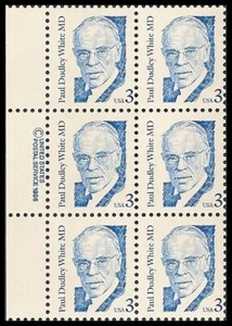 US 2170 Great Americans Paul Dudley White MD 3c copyright block 6 L MNH 1986 - Picture 1 of 1