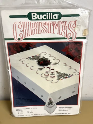 Toalha de mesa Bucilla 826451 árvore de Natal 52 x 70 estampada ponto cruz - Imagem 1 de 4