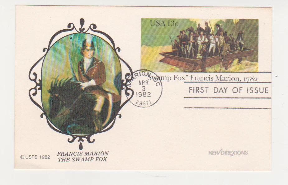 US. UX94. 13c. "Swamp Fox" Francis Marion, 1782. FDC. MNH New Direxions Cachet - Image 1 of 1