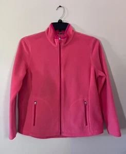 Talbots Womens Large Petite Pink Full Zip Fleece High Neck Pockets High Neck - Picture 1 of 4
