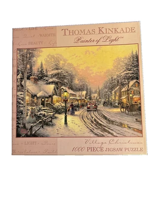 Rompecabezas Thomas Kinkade 'Village Christmas' 2003 1000 piezas Ceaco nuevo en caja/sellado Foto 1 de 4