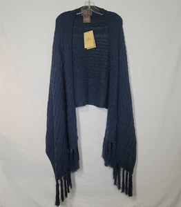 NEU Patricia Nash Oversize Fransen Schal Blau Zopfmuster Tuch 26x88 Grobstuch - Bild 1 von 7