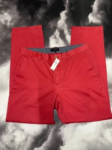 NWT Banana Republic Mens Red Flat Front Straight Aiden Chino Pants Size 35x32 - Picture 1 of 9