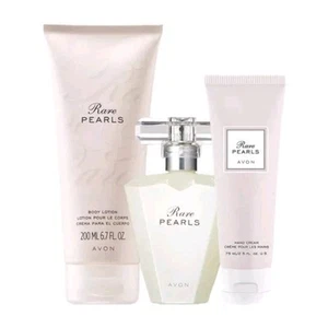 Avon Rare Pearls Eau de Parfum 1.7 fl.oz Hand Cream 2.5 fl.oz Body Lotion 6.7 - Picture 1 of 4