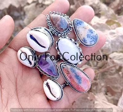 925 Пробы покрытием аметист и смесь драгоценных камней кольца лот модные ювелирные изделия - Изображение 1 из 2