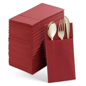 50 StüCk Einweg-Servietten mit Integrierter Bestecktasche, Vorgefaltete Sto3984 - Bild 1 von 7