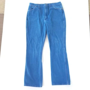 Vtg 80s Wrangler 37x33 Blue Denim Jean Made USA Ideal Zipper 945DEN Tagged 40x34 - Picture 1 of 4