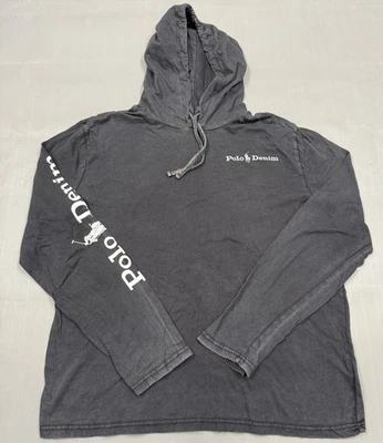 Polo Ralph Lauren Sudadera con Capucha Para Hombre Grande Gris Denim Y Suministro Pullover Ligero Foto 1 de 4
