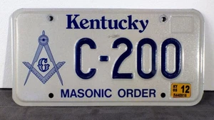 Kentucky Masonic Order License Plate: C-200 : 2012 Tag - Picture 1 of 5