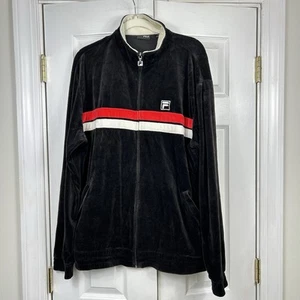 Chaqueta Fila Track XL Vintage Años 90 Terciopelo Rayas Negras Soprano Ropa de Salón - Imagen 1 de 9
