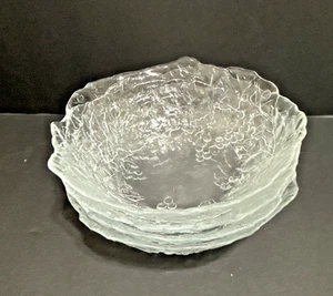 Cristal d'Arques Durand Mallory Clear Bowls Grape/Leaves 6.5"w  1.5"h Set of 4 - Picture 1 of 13