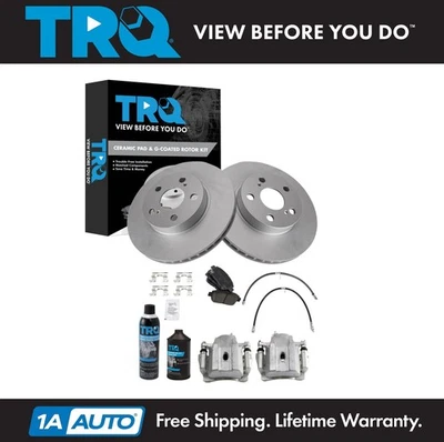 Kit de pastilhas de freio e rotor TRQ cerâmica premium revestido em G compatível com Toyota Prius 2004-2009 - Imagem 1 de 4