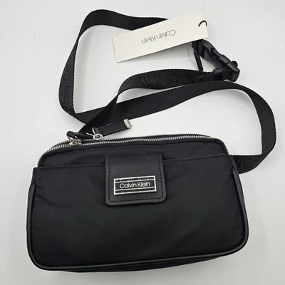 Calvin Klein Womens Belt Bag Fanny Pack Black Nylon Multi Pockets NEW - Image 1 of 4