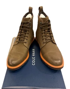 Men's BOOTS Cole Haan Chamberlain Grand Captoe - DARK BROWN/ TRUFFLE NUBUCK - Picture 1 of 9