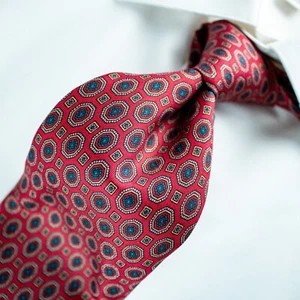 GIORGIO ARMANI Cravatte Red Turquoise Blue Geometri Silk Necktie 58.5"L x 3.75"W - Picture 1 of 12