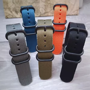 NATO G10 Heavy Duty Military Nylon Watch Strap Black PVD Buckle Sizes 18-24mm - Picture 1 of 22