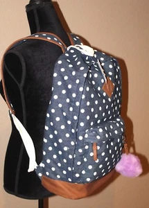 Candie's® CROSS SHOP BLUE Polka Dot WHITE Canvas Adult / Youth Backpack NWT - Picture 1 of 3