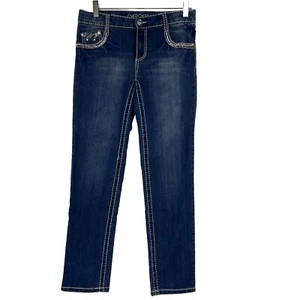 Cherokee Jeans Youth Girls Size 14 Skinny Med Wash Denim Stretch Casual School - Picture 1 of 11