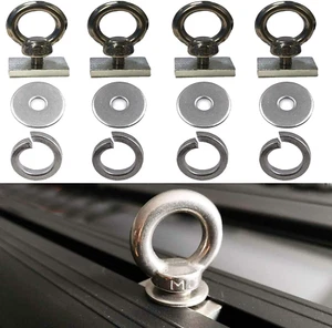 Paquete de 4 kit de anclaje de amarre de perno de ojo de acero inoxidable de alta resistencia para portaequipajes de techo - Imagen 1 de 11