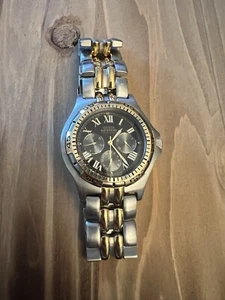 Guess Waterpro Men’s Watch Black Dial New Battery Two Tone - Picture 1 of 8