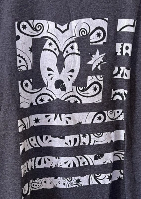 DC Shoes Paisley Flag Mens Dark Gray T-shirt Size M - Image 1 of 4
