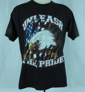 Camiseta negra para hombre Unleash The Pride Defending Our Freedom bandera de águila grande X - Imagen 1 de 5