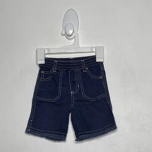 Green Dog Shorts Boys Size 6-9 Months Blue Cut Off Elastic Waist Pull On - Picture 1 of 4