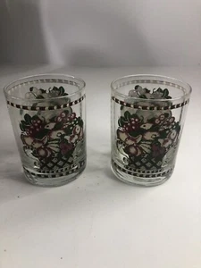 Signed Georges Briard lowball Glasses. Set of 2. Fruit Basket Pattern. - Picture 1 of 6