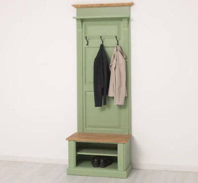 Garderobe Flurschrank Schrank Wandgarderobe Landhausmöbel 80 x 210 cm grün - Bild 1 von 4