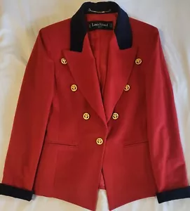 Vintage womens Louis Feraud Red Military Jacket Size 6 Wool cashmere Coat Blazer - Foto 1 di 22