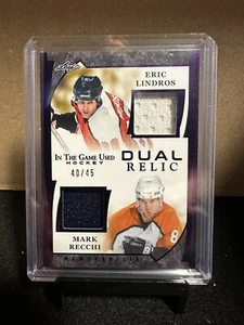 Eric Lindros/Mark Recchi 2023 Leaf In The Game Used Jersey Relic 40/45 Flyers - Picture 1 of 2