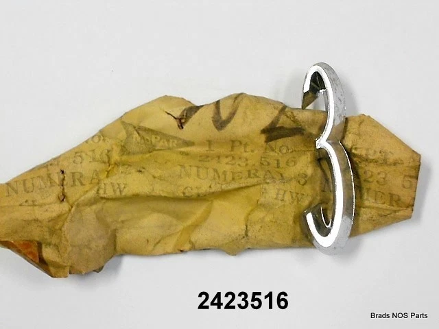 NOS MoPar 1963 Dodge 330  MAX WEDGE  "3" CHROME ORNAMENT UPR QTR PANEL 2423516 - Image 1 of 1