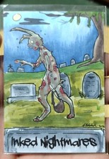2022 Attic Cards Inked Nightmares Easter Bunny 1of1 Sketch Card Jaime Hitchcock
