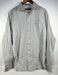 KIRKLAND SIGNATURE Plaid Button Up Shirt Men's Non-Iron 2XL White Black - Picture 1 of 7