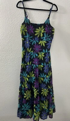 Vintage Karen Hart 90s Dress Black Size M Floral Sundress Spring Bloomcore - Image 1 of 4