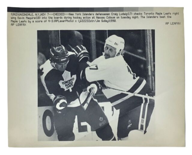 Original 1950s Toronto Maple Leafs Action Cross Check NHL Hockey Game  Photograph