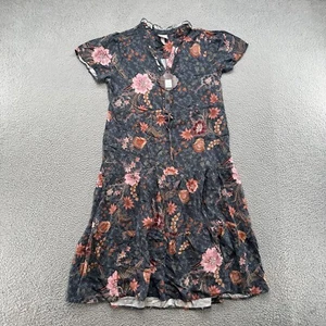 Knox Rose Floral Print Maxi V Neck Button Front Tiered Shirt Dress Size L NEW - Picture 1 of 13