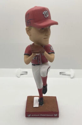 Jordan Zimmermann Bobblehead #1 2014 de los Nacionales de Washington - autografiado Foto 1 de 4
