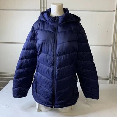 CHARTER CLUB Packable с капюшоном пуховик пальто женщин размер XL морской - Изображение 1 из 4